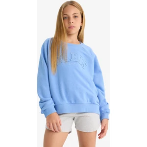 Kız Çocuk Pembe Oversize Geniş Kalıp Bisiklet Yaka Baskılı Sweatshirt D1100A824AU