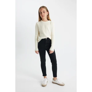 Kız Çocuk Skinny Fit Dar Paça Cepli Siyah Pantolon C7505A824AU