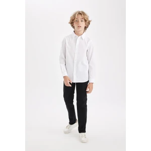 Erkek Çocuk Düz Paça Beli Lastikli Cepli Basic Düz Siyah Gabardin Okul Pantolonu T8850A624AU