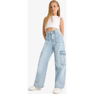 Kız Çocuk Wide Leg Kargo Geniş Paça Jean Pantolon C8540A824AU