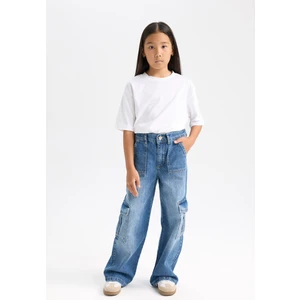 Kız Çocuk Wide Leg Kargo Geniş Paça Jean Pantolon C8540A824AU