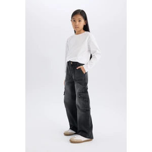 Kız Çocuk Wide Leg Kargo Geniş Paça Jean Pantolon C8539A824AU