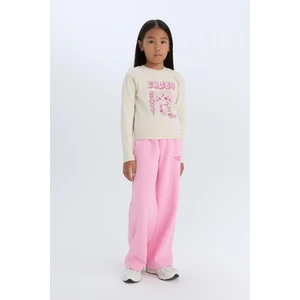 Kız Çocuk Wide Leg Geniş Bol Paça Beli Lastikli Baskılı Eşofman Altı D2762A824WN