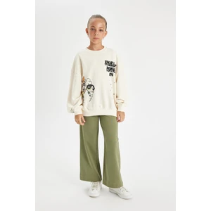 Kız Çocuk Wide Leg Geniş Bol Paça Beli Lastikli Basic Düz Eşofman Altı D0743A824AU