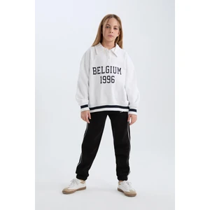 Kız Çocuk Beli Lastikli Baskılı Pamuklu Jogger Eşofman Altı D8092A824WN