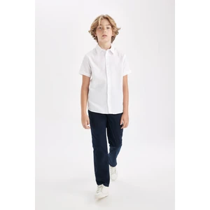 Erkek Çocuk Düz Paça Beli Lastikli Cepli Lacivert Basic Düz Gabardin Okul Pantolonu T8850A624AU