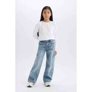 Kız Çocuk Wide Leg Kargo Geniş Paça Jean Pantolon D7386A825SM