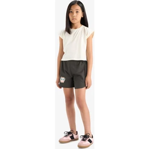 Kız Çocuk Beli Lastikli Baskılı Şort