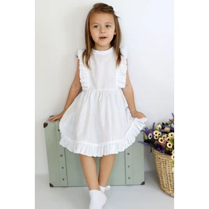 Parla Kids Kız Çocuk Eloise Keten Kolsuz Fırfırlı Dantel Detaylı Elbise Toka Takım