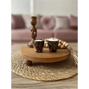 Ahşap Sunumluk Ayaklı Sunumluk Ahşap Ceviz Renk