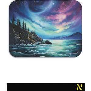 Kuzey Işıkları Manzaralı Ergonomik Mouse Pad - 23 cm x 19 cm - Kaydırmaz Taban Ev ve Ofis Kullanımı Için Ideal Fare Altlığı Mousepad