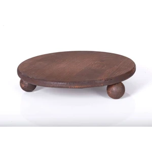 Büyük Boy 29 cm Ahşap Sunumluk Ayaklı Sunumluk Ahşap Ceviz Renk