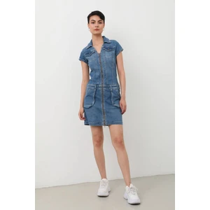 Banny Jeans Fermuarlı Cepli Kadın Jean Elbise