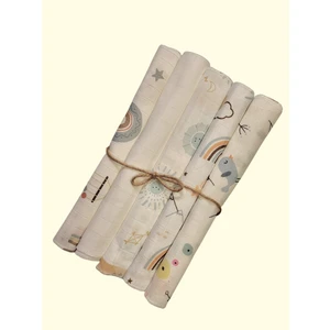 5’li Müslin Pamuk Ağız Mendili Seti – 30X30 Cm, Pastel ve Gökyüzü Temalı