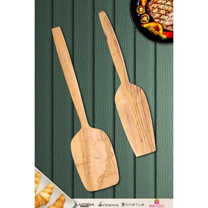 Zeytin Ağacı Ahşap Tahta Kaşık Spatula Seti 2 Parça