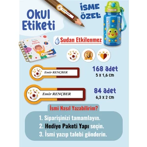 Okul Etiketi SUDAN ETKİLENMEZ, Kalem Defter Etiketi Sarı Kırmızı Takım Temalı Özel Isim Yazılabilen Etiket - 252ADET