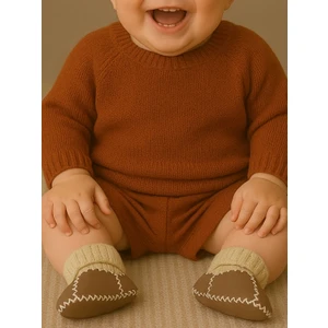 Bebe Patik Ayakkabı Hakiki Deri Lüx Sütlü Kahve