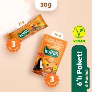 Humm Organic Organik Vegan Mangolu Meyveli Küp & Yulaf Bar Atıştırmalık Paketi - 6 Adet (2 Çeşit)