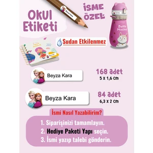 Okul Etiketi SUDAN ETKİLENMEZ, Kalem Defter Etiketi Karlar Prensesi Temalı Özel Isim Yazılabilen Etiket - 252ADET