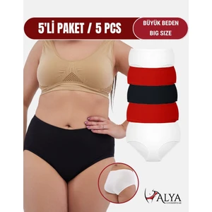 Alya Underwear Kadın Battal Külot, Büyük Beden, Pamuklu Yüksek Bel Iç Çamaşırı - Kırmızı Varyant, 5xl