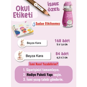 Okul Etiketi SUDAN ETKİLENMEZ, Kalem Defter Etiketi Sevimli Bebek Temalı Özel Isim Yazılabilen Etiket - 252ADET