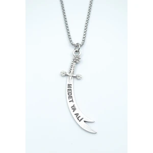 Bu Farklı Zülfikar Kılıcı Kolye Örme Zincir Kolye - Gümüş Kaplama - Erkek Kadın Kolye - NO:1566