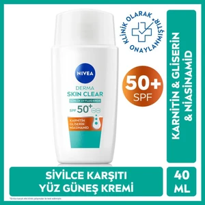 SPF50 Derma Skin Clear Yüz Kremi 40 Ml, Matlaştırıcı, Karnitin, Gliserin,niasinamid