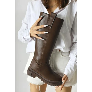 Dayna Kahve Kalın Tabanlı Çekme Çizme