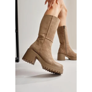 Roseann Vizon Süet Kalın Tabanlı Platformlu Uzun Bot