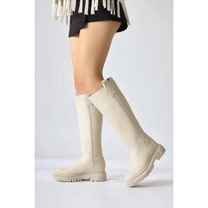 Dayna Bej Kalın Tabanlı Çekme Çizme