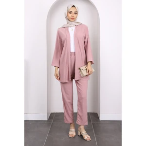 Gül Kurusu Bürümcük Kimono Pantolon Takım