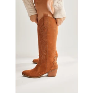 Hero Taba Süet Nakışlı Kovboy Çizme