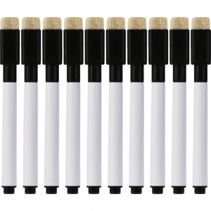 Beyaz Tahta Kalemi Mini (Silgili+Mıknatıslı) 10'lu Set Siyah