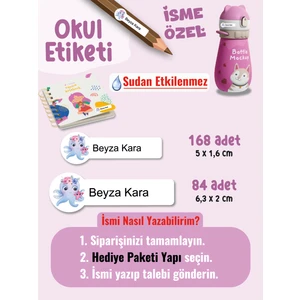 Okul Etiketi SUDAN ETKİLENMEZ, Kalem Defter Etiketi Deniz Canlıları Temalı Özel Isim Yazılabilen Etiket - 252ADET