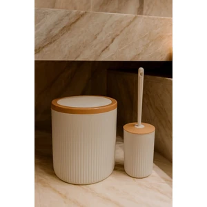 2'li Banyo Seti, Çöp Kovası ve Wc Fırçalık, Beyaz, Hacim: 6 Litre
