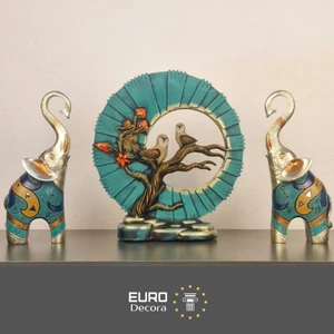 Şans ve Bilgelik – Lüks 3’lü Fil & Baykuş Biblo Seti