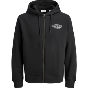 Jack & Jones JJMAKOTO SWEAT ZIP HOOD Siyah Erkek Fermuarlı Sweatshirt