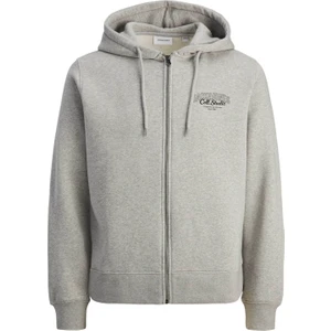 Jack & Jones JJMAKOTO SWEAT ZIP HOOD GRI MELANJ Erkek Fermuarlı Sweatshirt