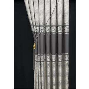 Art Perde Tek Kanat Fon Perde Gri Renkli Desenli 100 x 270 cm Salon Kullanımına Özel