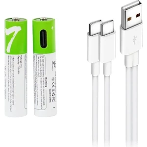 Type-c Şarjlı Li-ion AAA İnce Pil 1.5V 750mWh 2li Paket