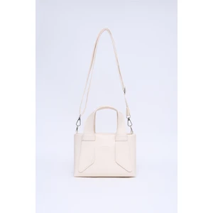 Krem SHK60 Suni Deri, Tek Bölmeli, Fermuarlı, Ayarlanabilir Askılı, El, Kol Ve Omuz Çantası