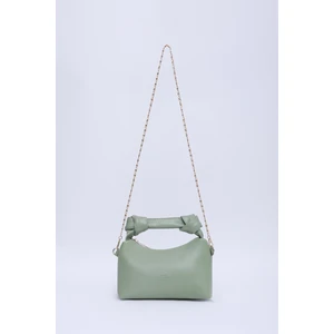 Mint Yeşil SHK24 Orjinal Soft Deri Düğüm Detaylı Zincir Askılı El ve Omuz Çantası U:14 E:22 G:8 cm