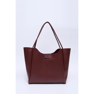 Shaka Bordo Shk76 Çıtçıtlı Fitil Askılı  Deri Makyaj Çantalı Büyük Boy Kadın El Ve Omuz Çantası  U:29 E:30 G:9 Cm