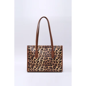 Leopar Shk173  Deri, Tek Bölmeli, Fermuarlı, Makyaj Çantalı El, Kol Ve Omuz Çantası U:24 E:34 G:13 Cm