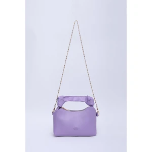 Lila SHK24 Orjinal Soft Deri Düğüm Detaylı Zincir Askılı El ve Omuz Çantası U:14 E:22 G:8 cm