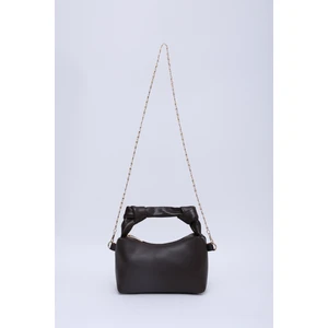 Shaka Kahverengi Shk24 Orjinal Soft Deri Düğüm Detaylı Zincir Askılı El Ve Omuz Çantası U:14 E:22 G:8 Cm