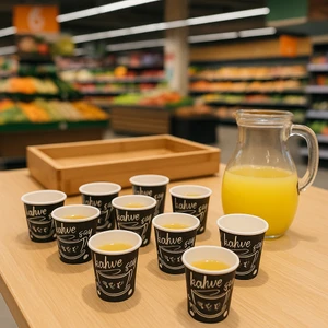 2.5 Oz Karton Bardak -Siyah- Tadım Bardağı-Espresso Bardağı- Türk Kahvesi Bardağı- Zemzem Bardağı- 50 Adet