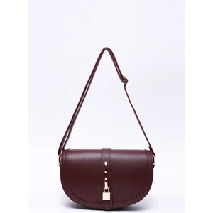 Shaka Bordo Shk92 Kilit Detaylı  Deri Tek Bölmeli Çıtçıtlı El, Kol Ve Omuz Çantası U:15 E:25 G:6 Cm