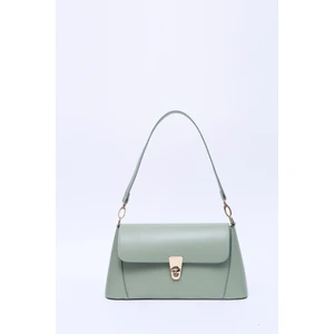 Mint Yeşil SHK153 Suni Deri Kilit Detaylı Standart Askılı Tek Bölmeli El, Kol ve Omuz Çantası U:15 E:29 G:9 cm