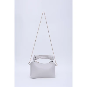 Gri SHK24 Orjinal Soft Deri Düğüm Detaylı Zincir Askılı El ve Omuz Çantası U:14 E:22 G:8 cm